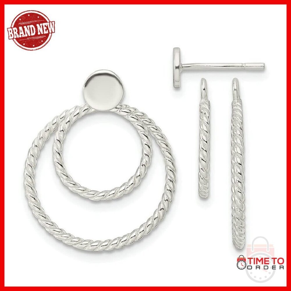 Sterling Silver Twisted Circle Jacket Earrings Post Closure Interchangeable